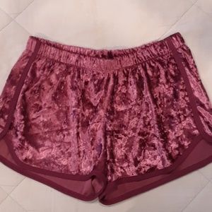 Burgundy Velvet Shorts